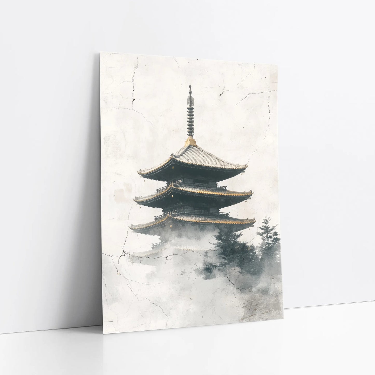 Asian Temple Art Misty Pagoda Japandi art print