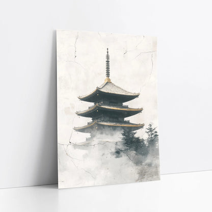 Asian Temple Art Misty Pagoda Japandi art print
