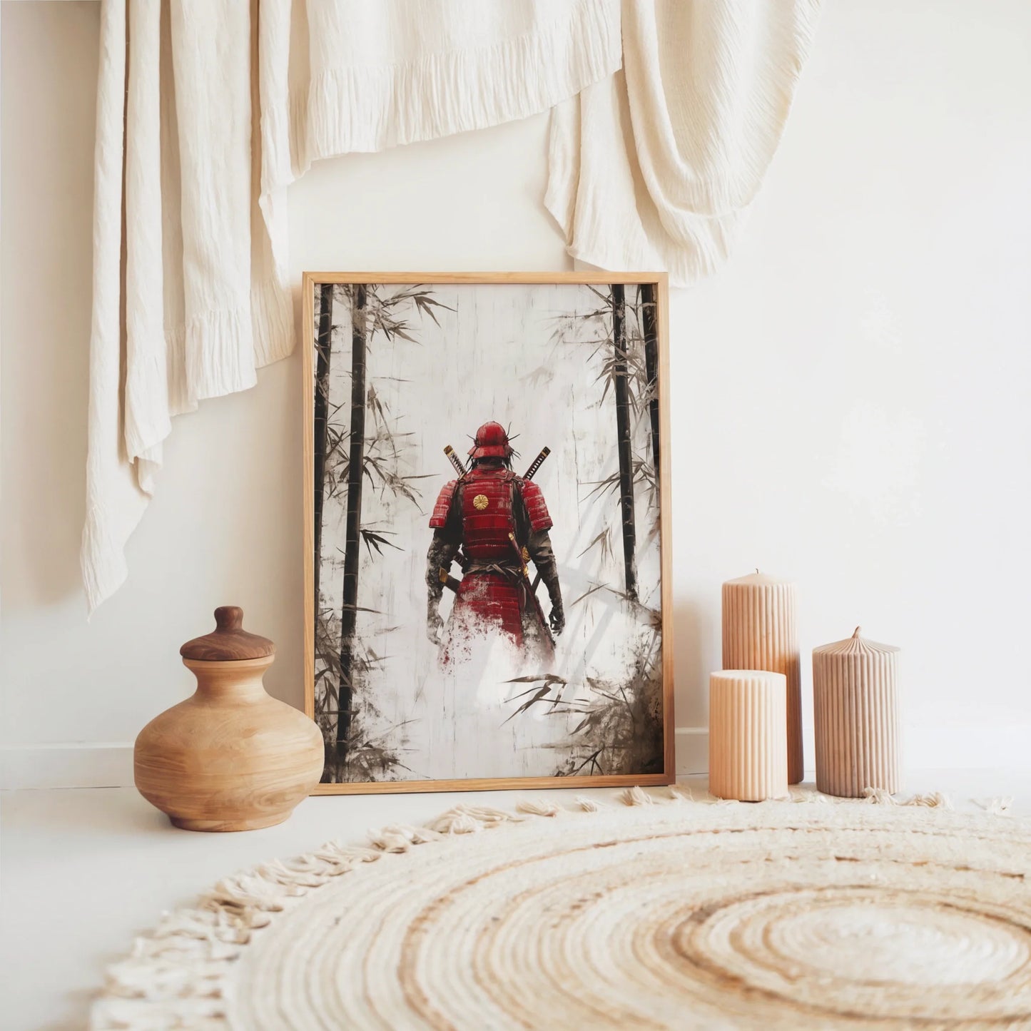 Samurai Warrior Bamboo Dissolving Battle Worn in room