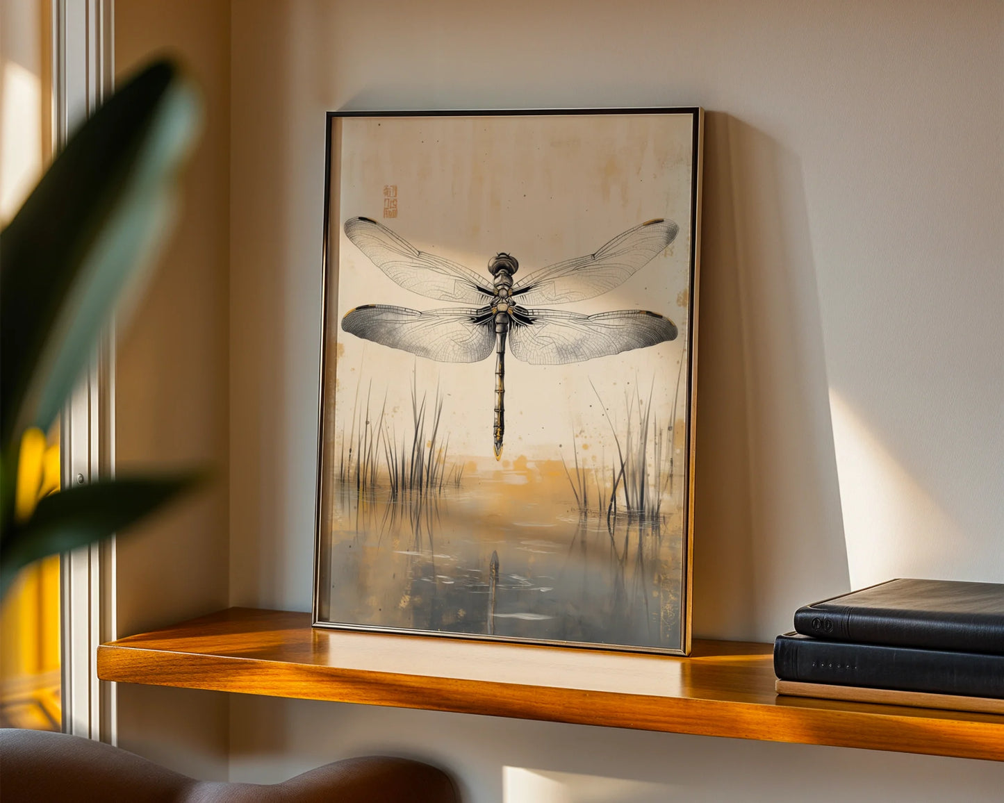 Dragonfly Japandi Golden Hour Zen in room