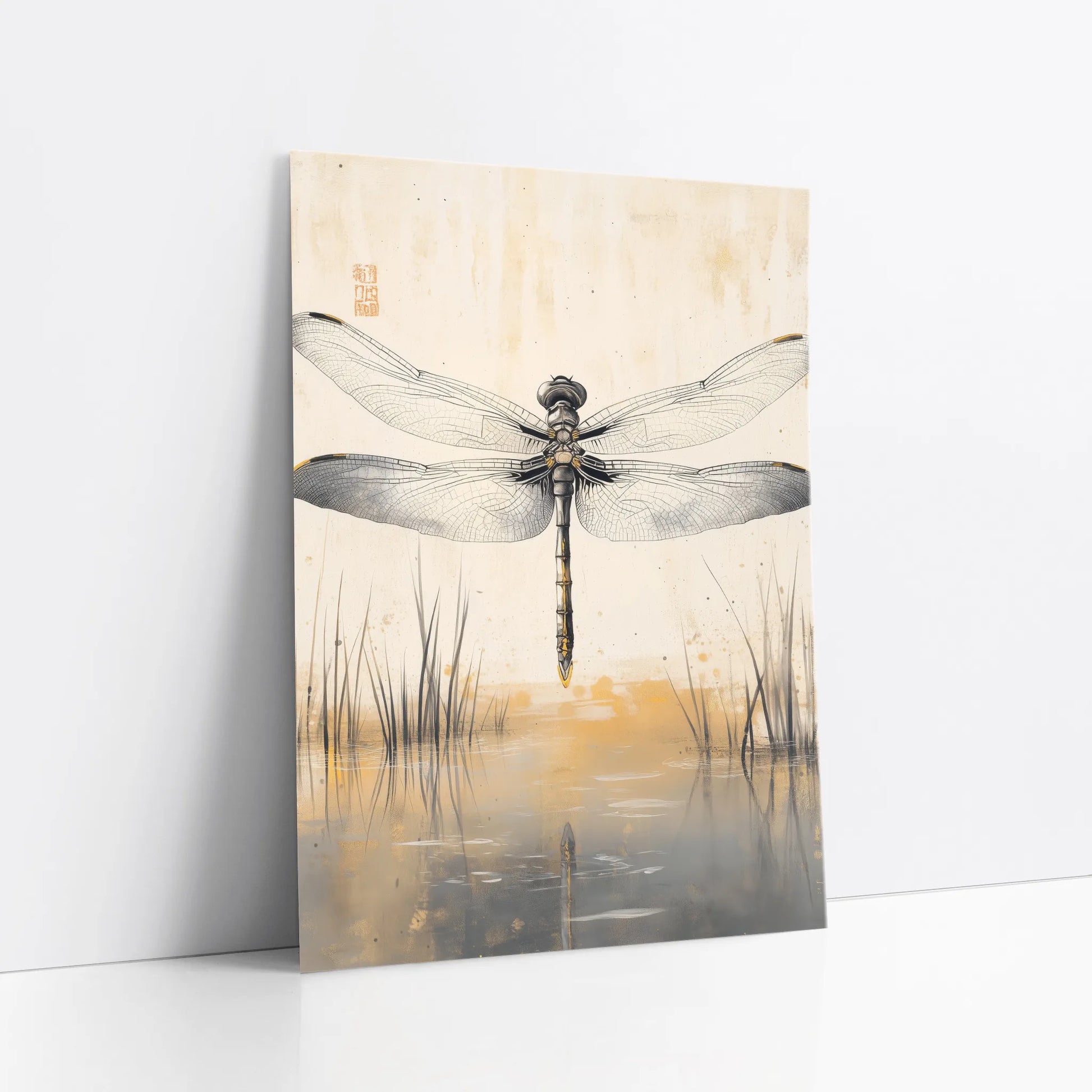 Dragonfly Japandi Golden Hour Zen art print