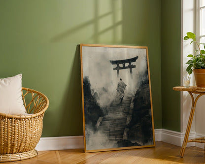 Japanese Temple Stairs Torii Gate Mist in room