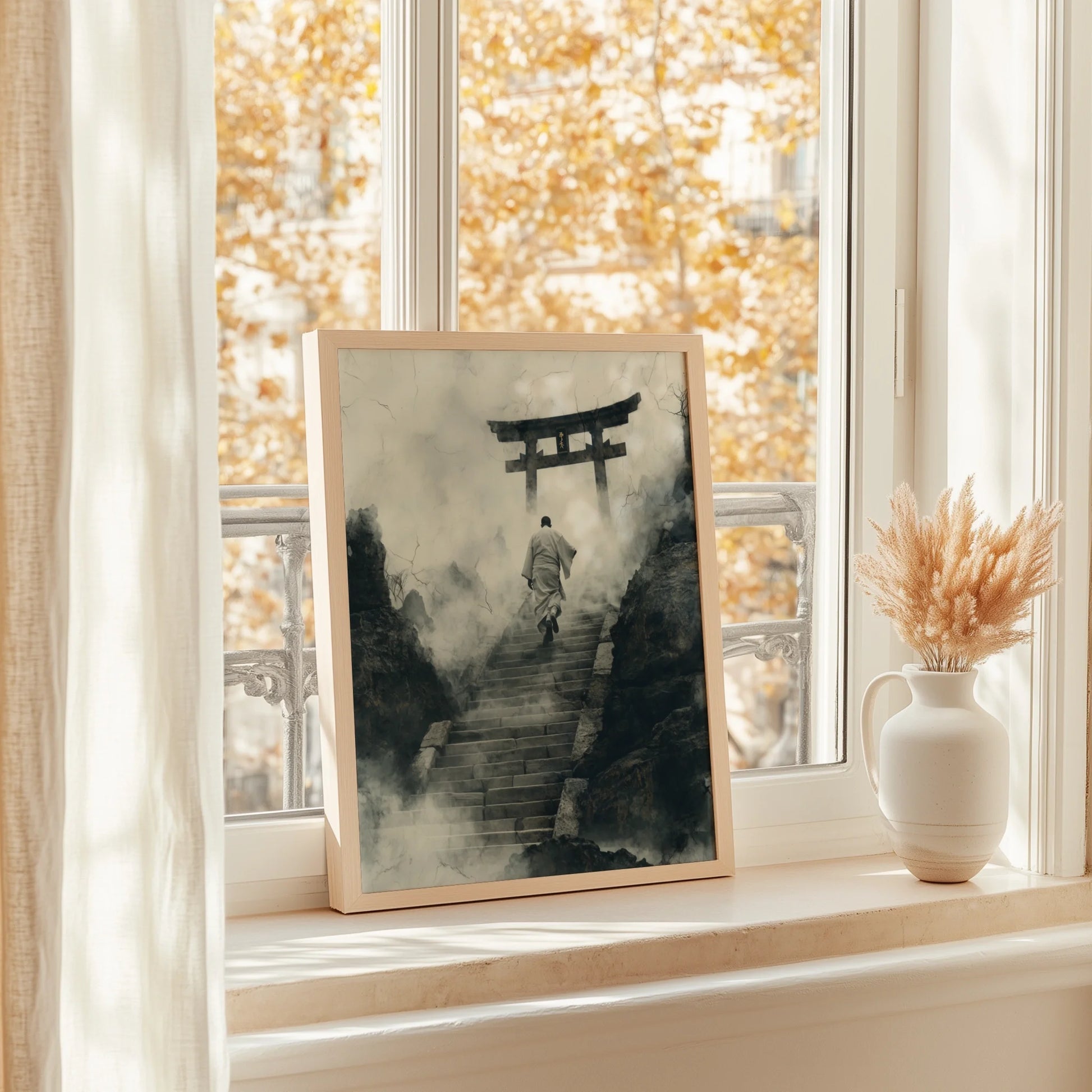 Japanese Temple Stairs Torii Gate Mist in room