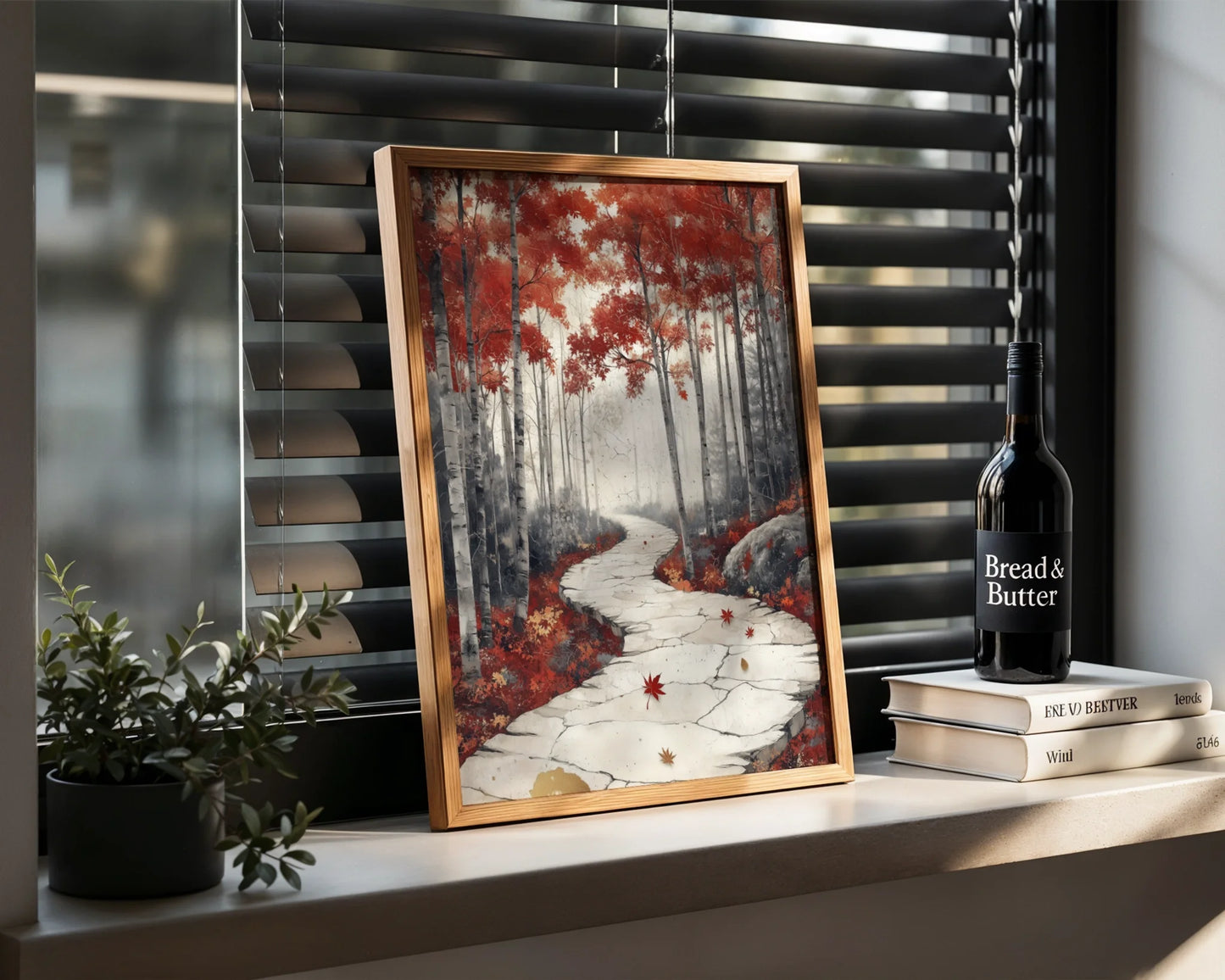 Autumn Forest Path Stone Walkway Japandi in room