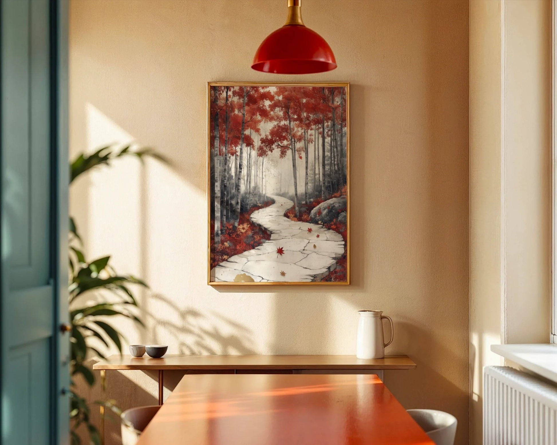 Autumn Forest Path Stone Walkway Japandi in room