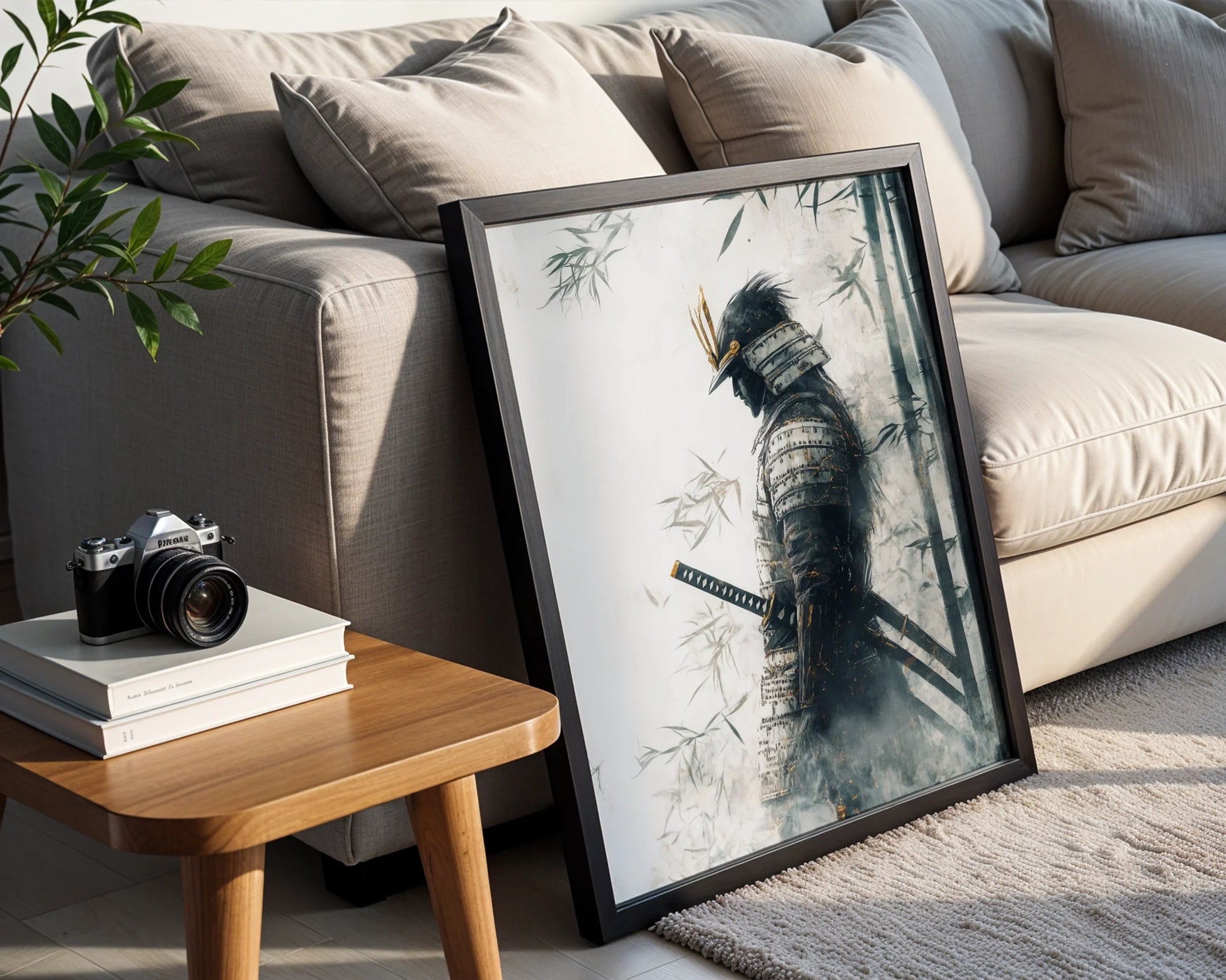 Samurai Warrior Art Dissolving Mist Japandi in room
