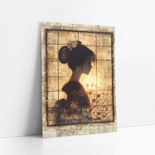Japanese Geisha Profile Art Shoji Screen art print