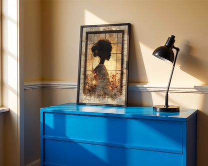 Japanese Geisha Silhouette Shoji Screen Canvas Wall Art — Serene female form dissolving into textured backdrop brings zen aesthetics to modern living spaces