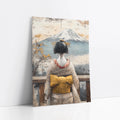 Japanese Geisha Mount Fuji Temple Weathered Japandi Art art print