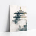 Japanese Temple Mist Japandi Pagoda Emerging Fog Art art print