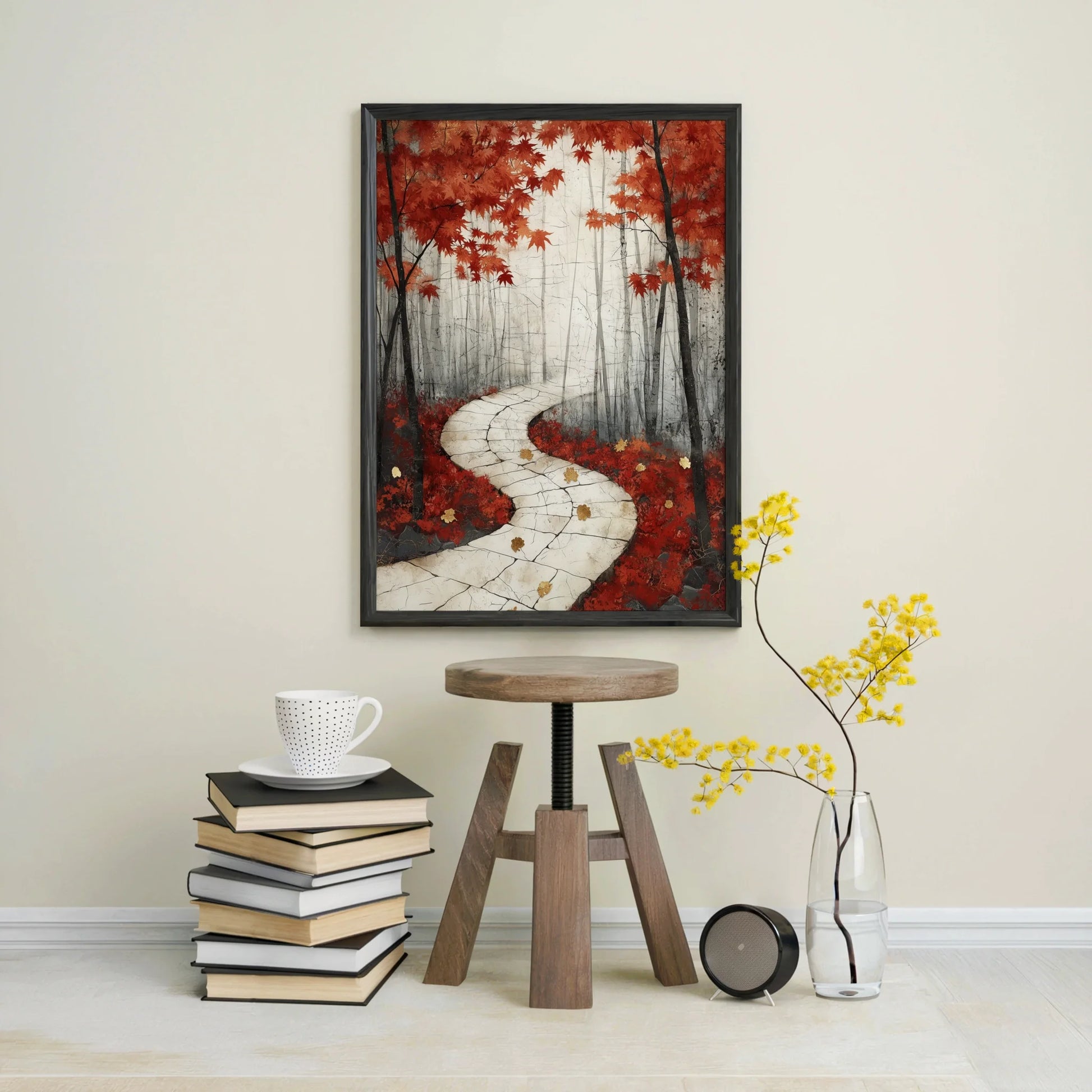 Autumn Forest Path Stone Walkway Japandi in room