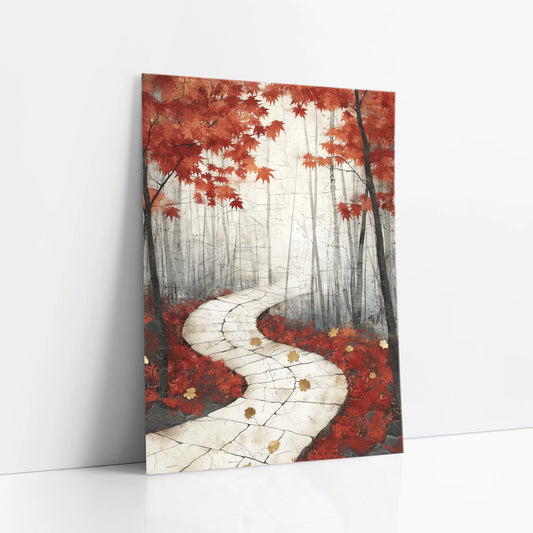 Autumn Forest Path Stone Walkway Japandi art print