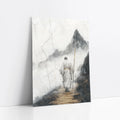 Monk Mountain Path Japandi Dissolving Peaks art print
