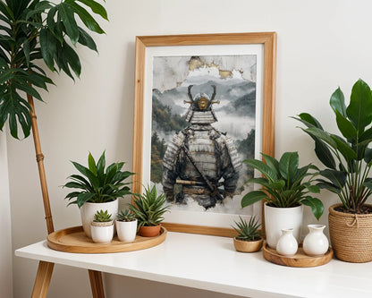 Samurai Armor Japandi Fragmenting Plaster in room