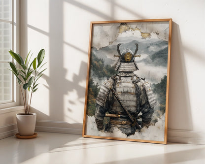 Samurai Armor Japandi Fragmenting Plaster in room