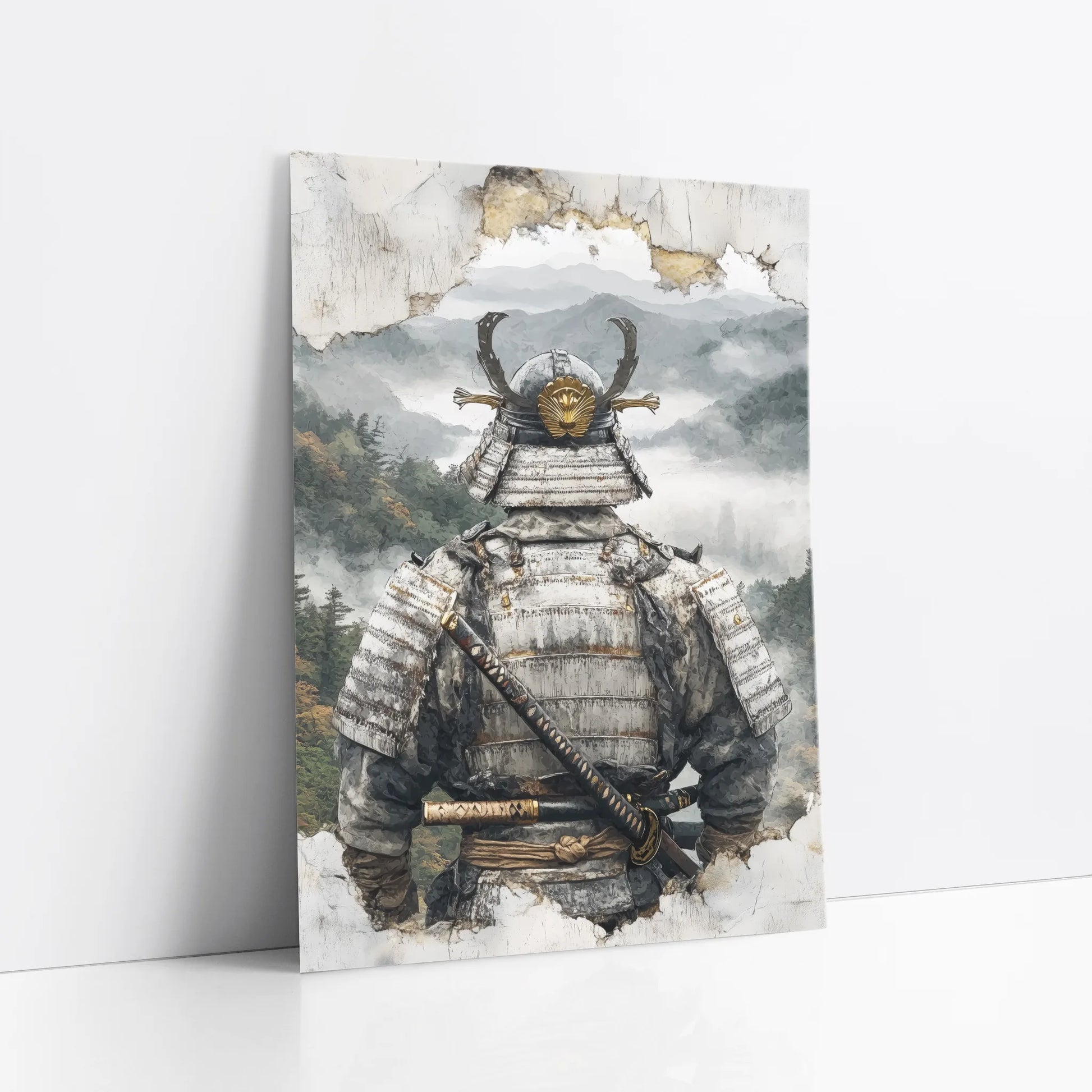Samurai Armor Japandi Fragmenting Plaster art print