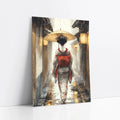 Japanese Geisha Art Crimson Obi Rain Scene art print