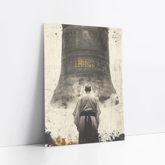 Buddhist Monk Temple Bell Golden Calligraphy art print