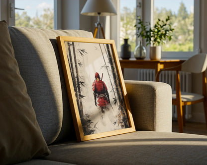 Samurai Warrior Bamboo Forest Japandi Mist in room