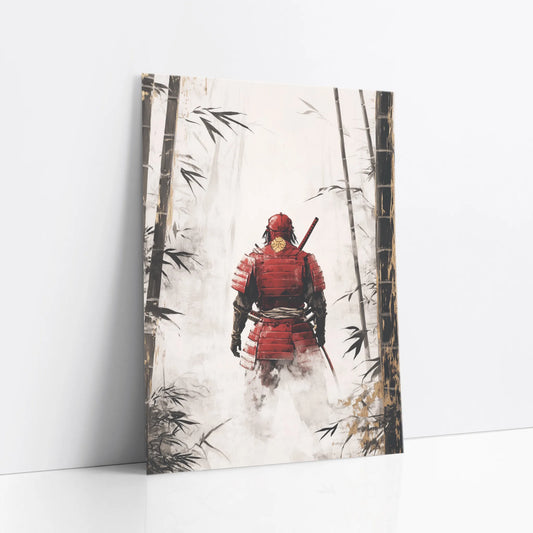 Samurai Warrior Bamboo Forest Japandi Mist art print