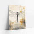 Dragonfly Art Japandi Style Cattail Reflection art print