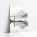 Minimalist Mountain Lake Zen Pilgrim Figure art print
