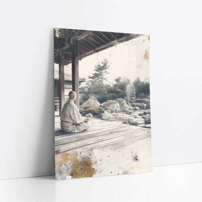 Zen Monk Meditation Stone Garden Japandi art print
