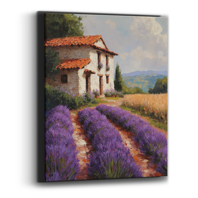 Lavender Field Farmhouse Mediterranean Scene Canvas Wall Art