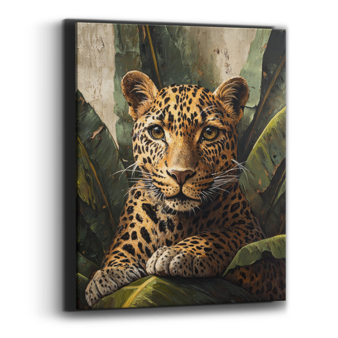 Boho Leopard Banana Leaves Canvas Wall Art