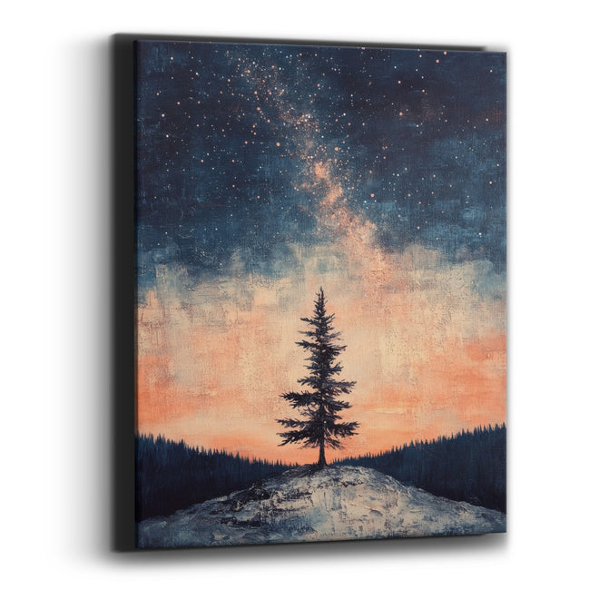 Lone Evergreen Starry Sky Boho Canvas Wall Art