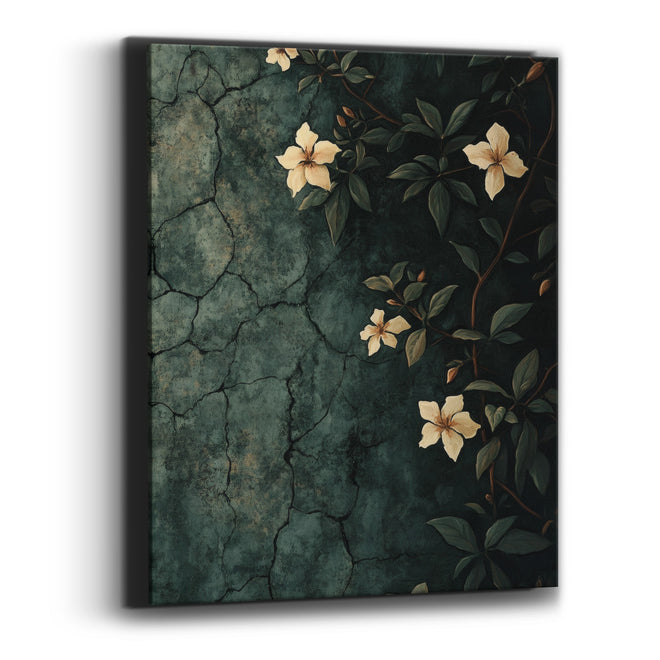 Climbing Jasmine Crackle Wall Moody Floral Canvas Wall Art
