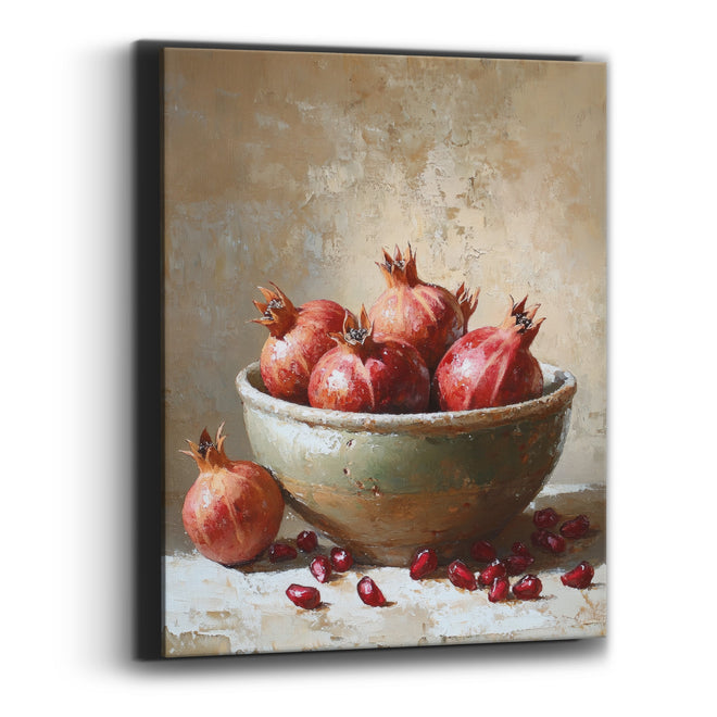 Ruby Pomegranate Bowl Still Life Canvas Wall Art