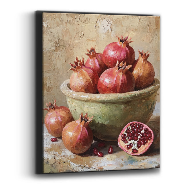 Ruby Pomegranate Still Life Boho Canvas Wall Art
