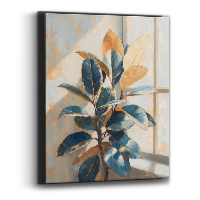 Sunlit Rubber Plant Window Botanical Canvas Wall Art