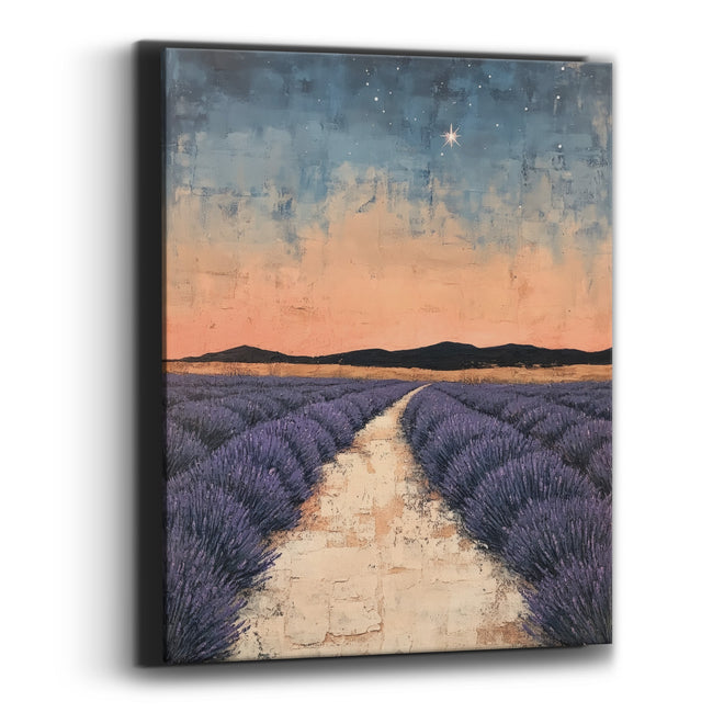 Starry Lavender Field Boho Landscape Canvas Wall Art