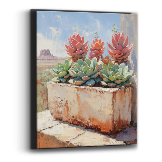 Tall Coral Rosettes Mesa Painterly Canvas Wall Art
