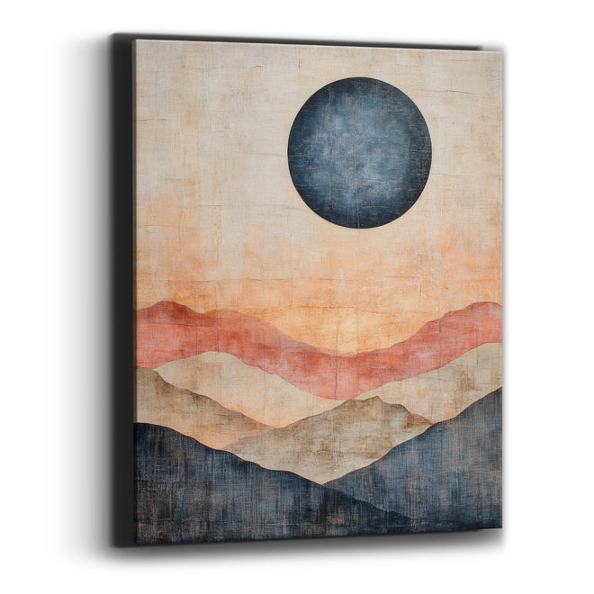 Navy Moon Layered Hills Abstract Canvas Wall Art
