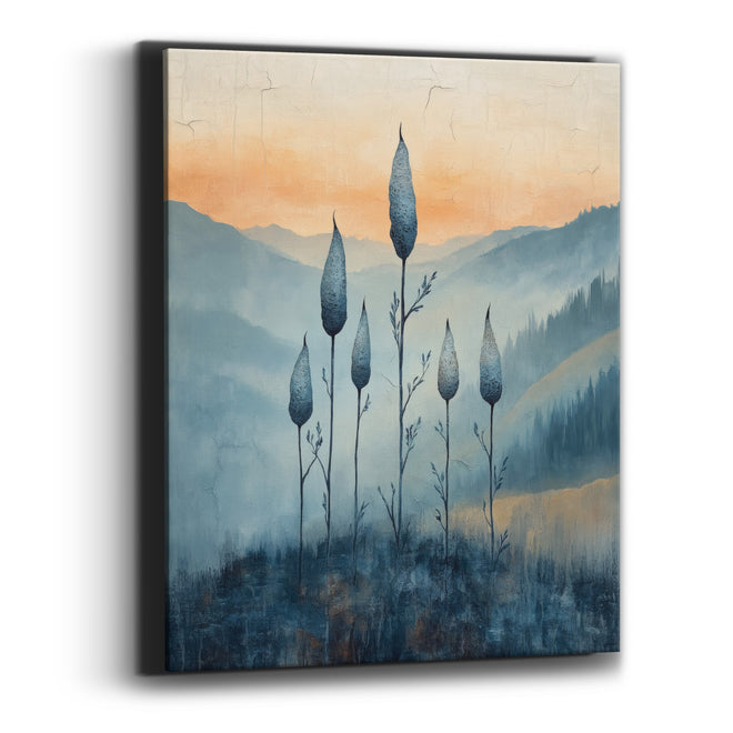 Slate Blue Seed Pod Landscape Canvas Wall Art