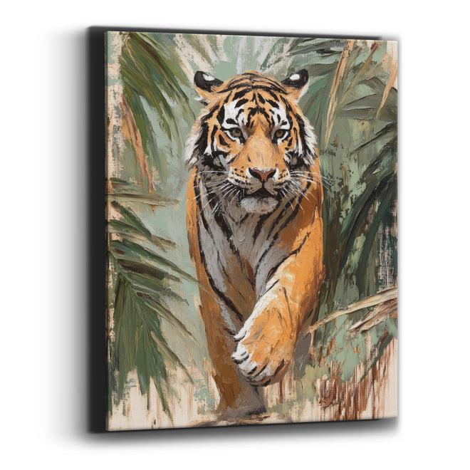 Walking Tiger Palm Frond Boho Canvas Wall Art