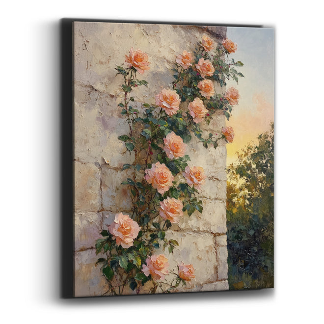Twilight Rose Vine Ivory Wall Canvas Wall Art