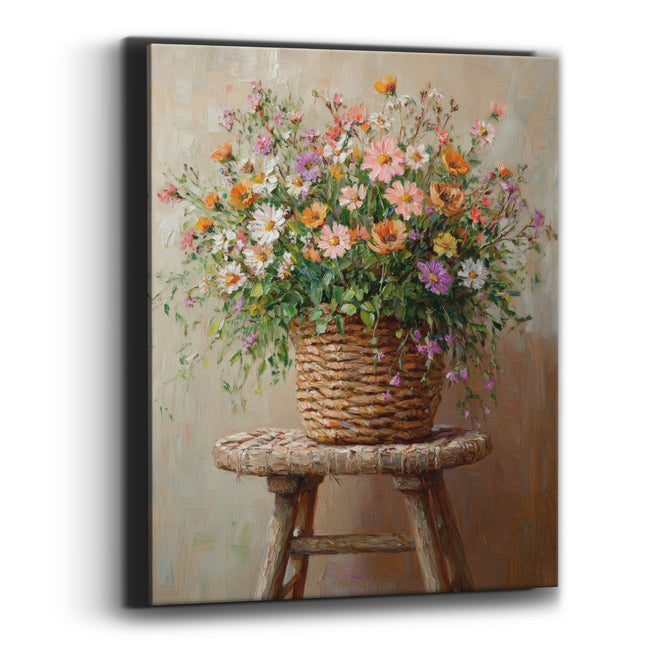 Trailing Meadow Basket Painterly Bouquet Canvas Wall Art