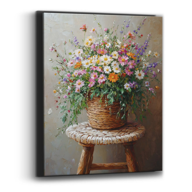 Lavender Spire Basket Airy Bouquet Canvas Wall Art