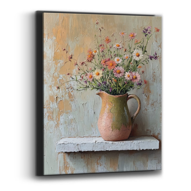 Wildflower Jug Still Life Boho Canvas Wall Art