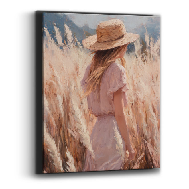 Woman in Pampas Grass Boho Canvas Wall Art