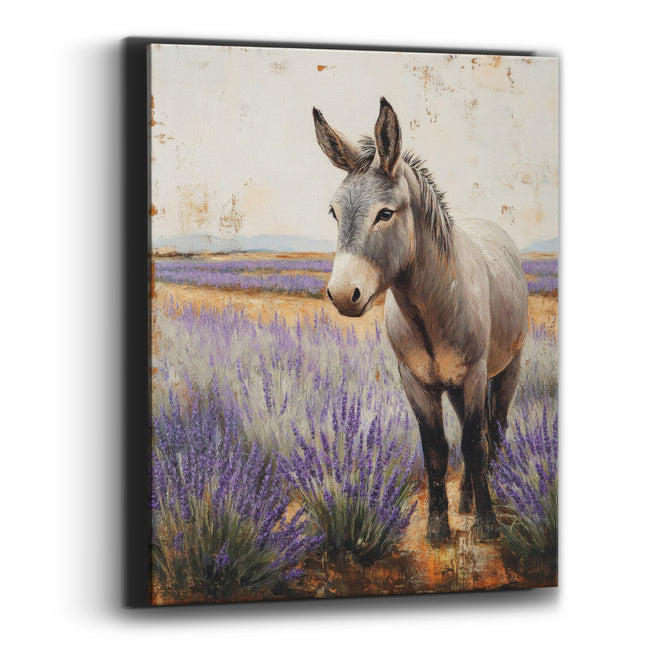 Gray Donkey Lavender Field Farmhouse Canvas Wall Art