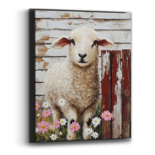 Cream Lamb Daisy Farmhouse Canvas Wall Art