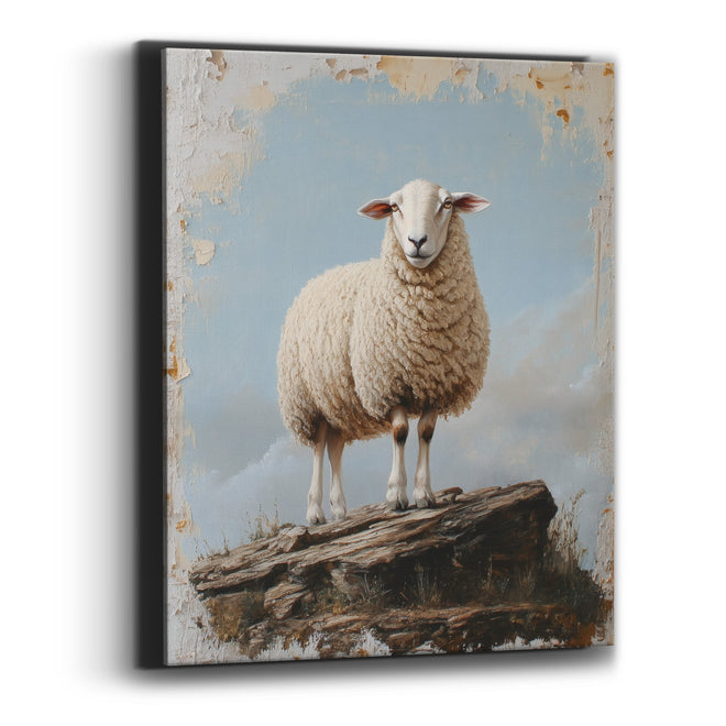 Cloudbank Ledge Sheep Rustic Style Canvas Wall Art