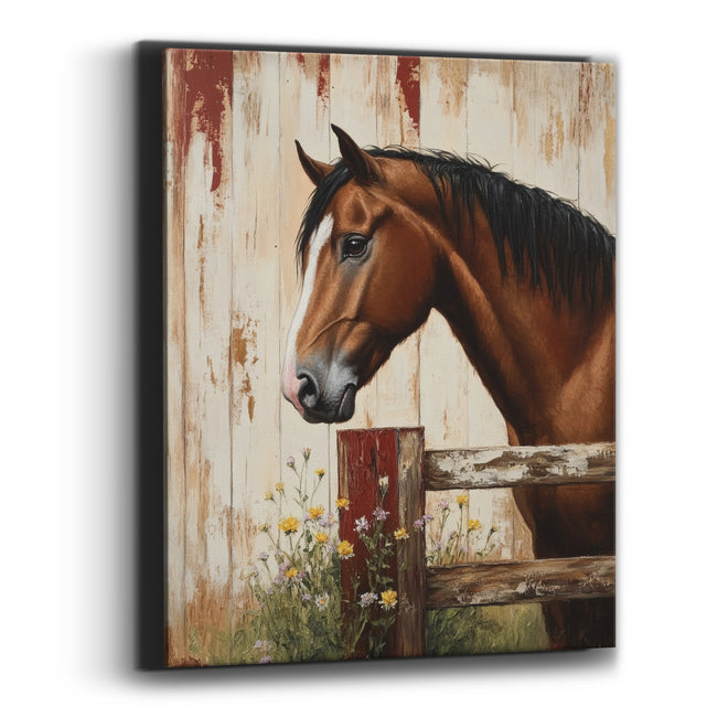 Bay Horse Rustic Barn Farmhouse Canvas Wall Art