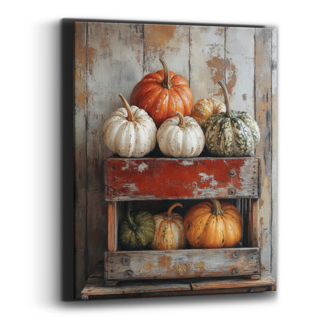 Heirloom Pumpkins Rustic Crate Farmhouse Canvas Wall Art
