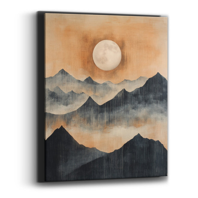 Full Moon Mountain Landscape Japandi Canvas Wall Art